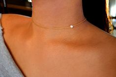 Chain is adjustable from 14 - 16 inches Minimalist Pearl Chain Choker, Minimalist Gold Choker With Pearl Drop, Dainty Gold Choker With Pearl Drop, Delicate Pearl Charm Choker, Minimalist Gold Pearl Choker, Dainty Gold Pearl Choker, Dainty Pearl Chain Choker For Wedding, Dainty Wedding Choker With Adjustable Chain, Pearl Choker Wedding