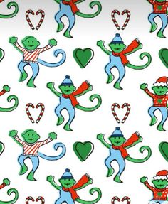 an image of monkeys with hearts and candy canes on white background for wallpaper