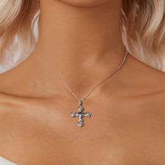 Description & Details Embrace the timeless symbol of faith, spirituality, and devotion with our exquisite pieces inspired by the sacred cross. Each design in our collection is meticulously crafted to honor the significance of the cross and serve as a beautiful reminder of one's beliefs and values. • Material: Solid 925 Sterling Silver ∙ Cubic Zirconia• Finish: Hypoallergenic ∙ Gold Plating• Dimensions: 33 x 22 mm charm, 45 - 50 cm chain, adjustable• All our work is custom made by hand with love Spiritual Cross Necklace As Gift, Spiritual White Gold Cross Pendant Necklace, White Gold Crucifix Necklace Spiritual Style, Spiritual Sterling Silver Crucifix Jewelry, Spiritual White Gold Crucifix Cross Necklace, Spiritual White Gold Cross Jewelry, Spiritual Cross Pendant Necklace, White Gold Cross Jewelry For Spiritual Style, Spiritual White Gold Crucifix Necklace