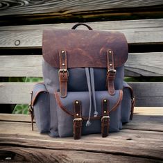 Christmas Day Special offer Flat 70% Off With Free Shipping  ✍✍Free Personalization  Free Gift Wrapping Free Shipping 🎉🎉 HURRY UP ORDER NOW AND GET YOUR ORDER BEFORE CHRISTMAS  🔰 FEATURES: ◾ Unisex Backpack ◾ Made in Full-grain Leather, Excellent Quality ◾ Brown Vintage Color ◾ Padded pocket for laptop in the main compartment ◾ Antique Brass Hardware ◾ YKK Zippers ◾ 2 Pen Holder Slot ◾ Phone Holder and card Holder Slot ◾ Interior Zipper Pocket  ◾ Cotton Lining 🔦Material: Cowhide Genuine Leat School Backpack With Leather Trim And Canvas Material, Rectangular Waxed Canvas Backpack For School, School Waxed Canvas Rectangular Backpack, Rectangular Waxed Canvas School Backpack, School Rectangular Waxed Canvas Backpack, Casual Backpack With Leather Patch, Casual Leather Backpack With Waxed Canvas For School, Casual Waxed Canvas Leather Backpack For School, School Backpack In Waxed Canvas