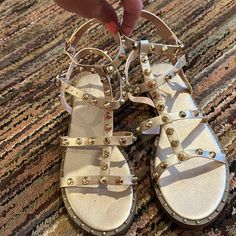 Exe Gladiator Sandal, Size 40 (10), Tried On But Never Worn. New Condition! Casual Gold Strappy Sandals, Gladiator Sandals, Women's Shoes Sandals, Shoes Sandals, Size 10, Women Shoes, Sandals, 10 Things, Women Shopping