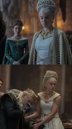 the three main roles in game of thrones, from left to right queen cersel