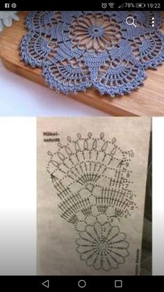 crocheted doily is shown on the screen and next to it is an image of