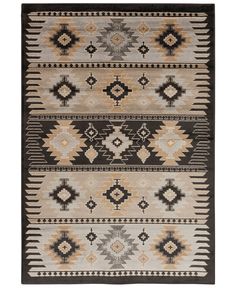 an area rug with various colors and designs on it, including black, beige, brown and white