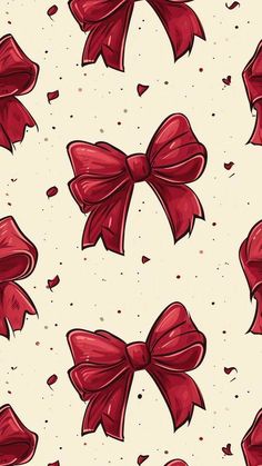 a red bow pattern on a white background