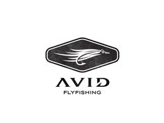 the logo for avid flyfishing, which is designed to be black and white