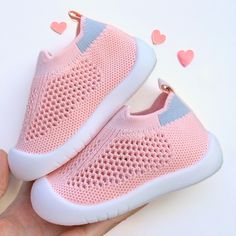 Pink Breathable Walking Shoes For Light Sports, Comfortable Pink Breathable Slip-on Sneakers, Comfortable Breathable Pink Slip-on Sneakers, Spring Non-slip Slip-on Running Shoes, Pink Breathable Slip-on Walking Shoes, Pink Breathable Walking Shoes For Light Exercise, Non-slip Running Shoes With Round Toe For Summer, Non-slip Round Toe Running Shoes For Summer, Pink Low-top Mesh Walking Shoes