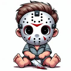 Jason Cartoon, Baby Horror Characters, Cute Horror Art, Sublimation Ideas Projects Inspiration, Horror Pictures, Horror Artwork, Horror Movie Art, Horror Icons