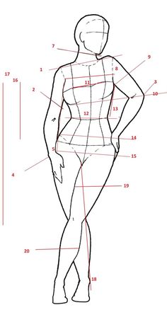 a drawing of a woman's body with measurements