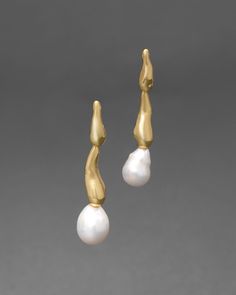 "Find ALEXIS BITTAR Perla Freshwater Pearl Drippy Earrings on Editorialist. Details Molten 14k gold plated metalwork merge with opalescent freshwater pearls with a high-shine liquid sheen on these opulent post earrings, that easily transition from day to night. 14k gold plated brass, freshwater pearl, surgical steel ear posts 4g, lightweight UPC: 889519128951 Measurements 1.75\" length x .25\" width Care To clean, gently wipe the surface with a soft cloth. For additional care instructions visit our FAQ page. FAQs Are the Alexis Bittar gold post earrings designer earrings? Yes, our pearly post earrings are designer earrings. They have a contemporary design that balances art influences with meticulous craftsmanship. Do the gold pearl earrings have a matching necklace? Yes, the pearl post ear Drippy Earrings, Earring Tops, Alexis Bittar Earrings, Pearl Bib Necklace, Earrings Gold Pearl, Alexis Bittar Jewelry, Stacked Bangles, Gold Pearl Earrings, Pearl Hoop Earrings