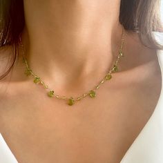 ✔️Raw Peridot Necklace in a rosary chain✔️ You will love this bright green color of nature High-Quality 925 Sterling Silver * Finish 24K Gold  This raw Peridot necklace is great for wearing alone or layered with other stacking necklaces. It is the perfect birthday gift for your girlfriend, sister, bridesmaids, or yourself! Handmade in Greece.   You can get it within 2-5 business with EXPRESS shipping. Just upgrade at check out   >> Chain SIZE Available options in lengths of   14,   16,  18,  20 Peridot Gemstone Beads Necklace As Gift, Peridot Gemstone Beads Necklace For Gift, Peridot Gemstone Bead Necklace For Gift, Handmade Green Peridot Necklaces, Green Peridot Necklace For Gift, Lime Green Necklace For May Birthstone Gift, Lime Green Necklace Gift For May Birthstone, Briolette Peridot Necklaces As Gift, Peridot Briolette Necklace As Gift