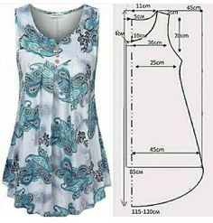 a women's blouse pattern with measurements