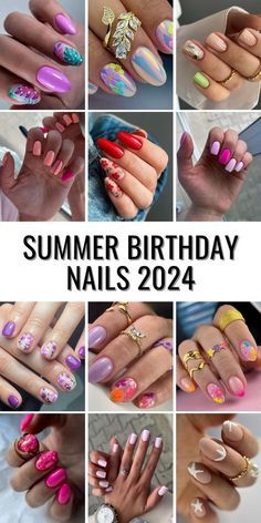 Nails Ideas Medium Length, Nails Ideas Medium, Gel Nails Art Designs, Summer Birthday Nails, Fresh Nail Designs, Birthday Nails Ideas, Pretty Nails For Summer, Gel Nails Art, Nail Ideas Short