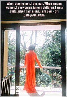 a woman in an orange dress is looking out the window at trees and bushes, with a quote written on it