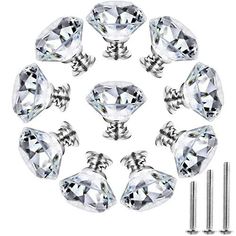 twelve clear crystal glass knobs in a circle