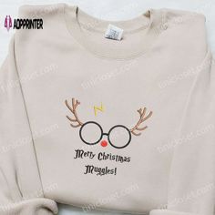 Get ready to celebrate the most magical time of the year with our Merry Christmas Muggle Harry Potter Reindeer Embroidered Harry Potter Christmas Shirt, Family Hoodie, Best Family Gifts, Reindeer Shirt, Minnie Mouse Christmas, Embroidered Shirts, Family Christmas Gifts, Reindeer Christmas, Shirt Embroidery