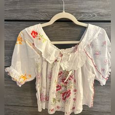 Anthropology Brand Top Never Worn Size Xxs Hand Woven And Hand Embroidered Magnolia Pearl, Anthropologie Top, Anthropology, Hand Woven, Magnolia, Hand Embroidered, Pink White, Anthropologie, Hand Weaving