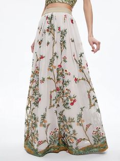 Catrina Embellished Gown Maxi Skirt In Champagne/multi | Alice And Olivia Embellished Coat, Tulle Maxi Skirt, Gown Skirt, Embellished Gown, Alice And Olivia, Strapless Gown, Maxi Gowns, Bandeau Top, Maxi Skirt