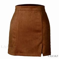 Lasaky - Suede Pencil Skirt with Zipper - Half Body Skirt Suede Pencil Skirt, Body Skirt, Solid Skirt, Suede Mini Skirt, High Waisted Pencil Skirt, A Line Mini Skirt, High Waist Fashion, Suede Skirt, Patchwork Dress