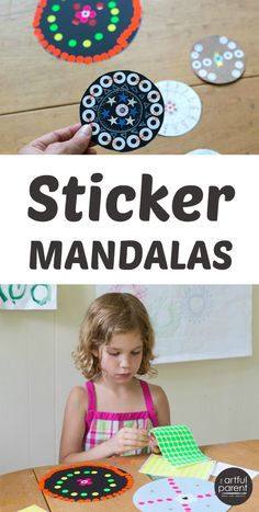 this is an easy and fun sticker mandalas activity for kids to make