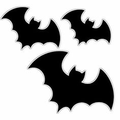 two black bats on white background, one is cut out to look like it's flying