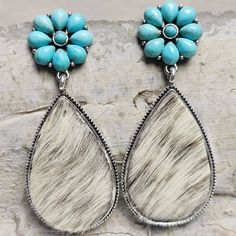 INCLUDES: Earrings AVAILABILITY: Ready to ship This item may ship separately from the rest of your order NOT eligible for First Class Standard or Rush Shipping Please allow 5-10 business days for shipping No returns on jewelry FEATURES: Style: Western Material: Turquoise, Alloy Imported Product measurements: 3.1 in Western Material, Western Earrings, Turquoise Flowers, Brooch Necklace, Western Boho, Shoe Gifts, Genuine Turquoise, Girls Jewelry, Online Earrings