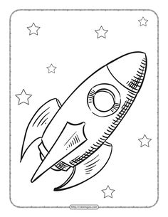 a black and white drawing of a rocket ship