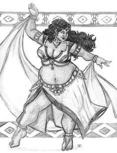 a drawing of a belly dancer