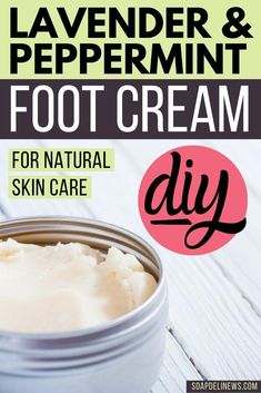 Make this lavender & peppermint foot cream recipe to tackle your dry, cracked feet. It's made with essential oils and hydrating natural ingredients. Pedicure Tips, Skin Bar, Natural Skincare Recipes, Diy Skin Care Recipes, Beauty Cream, Foot Cream, Skin Care Recipes, Soap Recipes