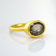 DANIQUE JEWELRY | Unique and Natural Black Rutilated Quartz oval ring #ring #rutilated #jewelry Rings Oval, Black Rutilated Quartz, Rutilated Quartz Ring, Gold Gemstone Ring, Bezel Ring, Oval Ring, Oval Rings