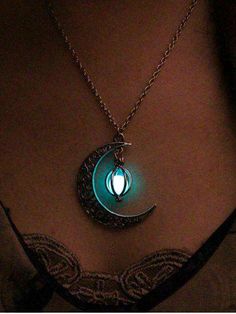 Glowing Necklace, Turquoise Charm, Healing Necklace, Valentines Necklace, Moonstone Necklace, Moon Pendant, Moon Necklace, Stone Pendant, Star Necklace