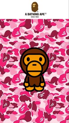 a bathing ape wallpaper with pink and brown camouflage print on the bottom right corner