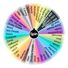 the spin wheel has many different words in each section and it is labeled with various colors