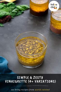 two bowls filled with different types of sauces on top of a gray countertop