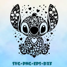 the svg - png eps - dxf is an adorable animal with flowers and hearts