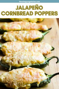 jalapeno cornbread poppers on a cutting board with text overlay