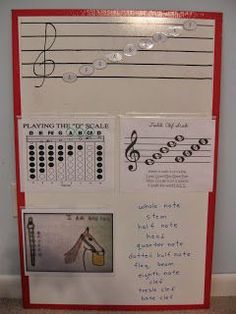 a bulletin board with musical notes on it