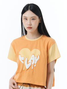 Editor's notesIt is a casual short sleeves t-shirt in soft cotton fabric. The cropped t-shirt features loose fit and graphic print of heart logo symbol.- Loose fit- Graphic print- Colorblock point- Side slits- 100% CottonMeasurements(in.)One Size- Shoulder: 18.1 in.- Chest: 23.2 in.- Sleeve Length: 5.3 in.- Length: 18.9 in.*Model info: Height 5’ 8” / Fitting size: One SizeComposition & Care- 100% Cotton- Hand wash separately- Do not tumble dryDesigner- by PLAYIAN Casual Short Sleeve Tops With Heart Graphic, Spring Streetwear T-shirt With Heart Graphic, Short Sleeve Cropped T-shirt With Text Print, Spring Logo Print Cropped Cotton T-shirt, Spring Cotton Cropped T-shirt With Logo Print, Spring Cropped Cotton T-shirt With Logo Print, Spring Heart Graphic T-shirt, Cotton Cropped Graphic Tee With Logo Print, Spring Graphic Tee Cropped T-shirt With Logo Print