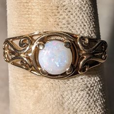 Sweet Estate 10k (Not Marked) Round Opal Ring. Size 8 Can Be Sized By A Jeweler. Gold Opal Ring, Opal Ring Gold, 5 Rings, Ring Color, Opal Ring, Opal Rings, 10k Gold, Womens Jewelry Rings, Estate Jewelry