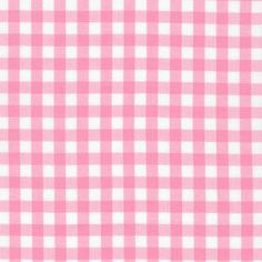 a pink and white checkered table cloth