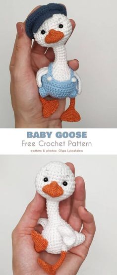 crochet baby goose free pattern with instructions to make it look like an adorable little duck