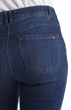 Button-trimmed pockets add to the chic feel of stretch-denim jeans featuring a flared leg and a fit system that's designed to comfortably shape and hold. 33 1/2" inseam; 20" leg opening; 10" front rise; 12" back rise (size 8) 91% cotton, 8% polyester, 1% spandex Machine wash, tumble dry Imported Classic High Rise Flare Jeans With Button Closure, Classic Mid-rise Flare Jeans With Button Closure, Classic Dark Wash Flare Jeans With Button Closure, Classic Denim Blue Flare Jeans With Button Closure, The Chic, Pocket Detail, Flare Jeans, Stretch Denim, Denim Jeans