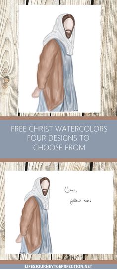 two pictures with the text free christ watercolors four designs to choose from