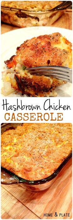 hashbrown chicken casserole is shown on a plate