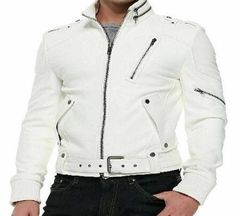 Materials: Lambskin Leather Color : White  Closure : Zipper & Belt Handmade: Yes  Size : XXS/XS/S/M/L/XL/2XL/3XL/4XL/5XL (All Sizes available)  Season: Winter, Spring, Fall Occasion: Party, Halloween.  Best Special Gift For Mens. Real Leather Casual Lambskin Jacket for Mens | Mens White Leather Solid Biker Jacket | Designer White Leather Jacket | Mens Fashion Leather Jacket | Real Leather Jacket For Mens | Stylish Mens Leather Jacket | Stand Collar Leather Jacket | Men White Sheepskin Leather Ja White Jacket Men, Men Leather Jacket, Suede Jacket Men, White Leather Jacket, Leather Jacket Style, Men's Leather Jacket, Real Leather Jacket, Biker Leather, Genuine Leather Jackets