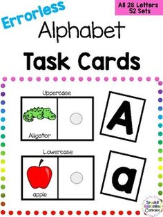 an alphabet task cards with the letter a