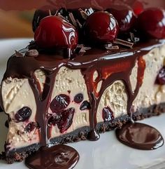 Blackforest Cheesecake Recipes, Black Forest Pie Recipe, Blackforest Cheesecake, Glazed Lemon Zucchini Bread Recipe, Fall Cheesecakes, Black Forest Cheesecake Recipe, Refrigerator Desserts, Black Forest Cheesecake, Sunday Baking