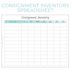 the printable consignment inventory spreadsheet