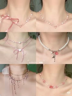 Coquette Necklace Diy, Coquette Accessories Aesthetic, Kalung Manik Aesthetic, Beads Bracelets Aesthetic, Coquette Accessory, Kalung Aesthetic, Kalung Choker, Coquette Diy, Pretty Jewelry Necklaces