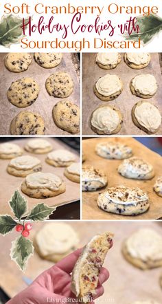 a collage of photos showing different types of cookies